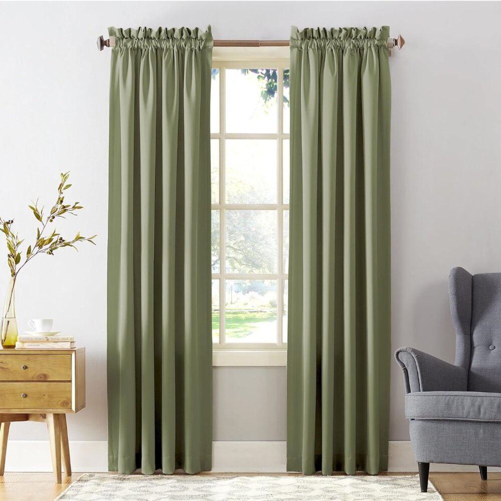 Lichtenberg NWT Rod Pocket Room Darkening Curtain Panel, Sage Green
